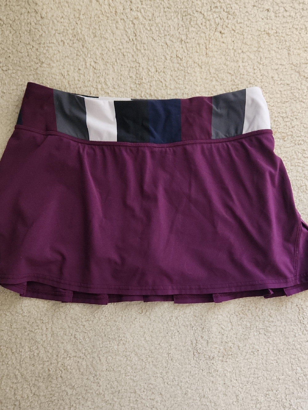 Lululemon athletica Plum Skort with Multi-Color Striped Waistband Discontinued